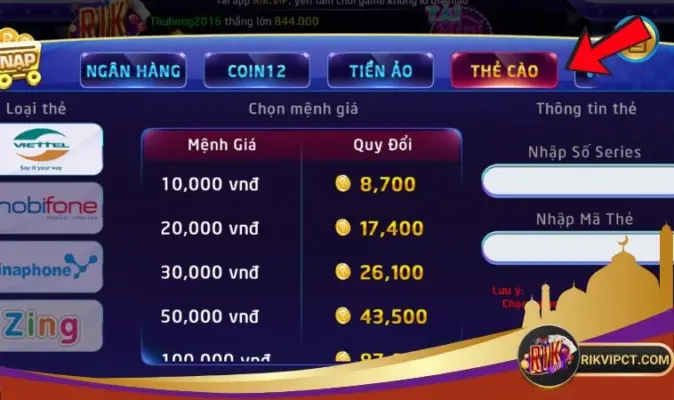 Anh em nên thực hiện đúng theo hướng dẫn nạp thẻ Rikvip để tránh sai sót